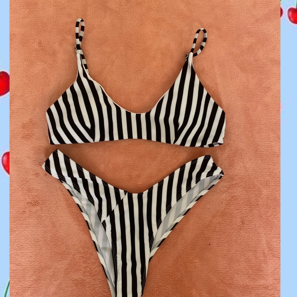 striped swim suit